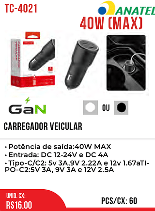 Carregador Veicular 60pç=16$