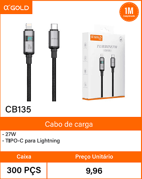 Cabo de carga Caixa 300 PCS Preco Unitarico 9,96