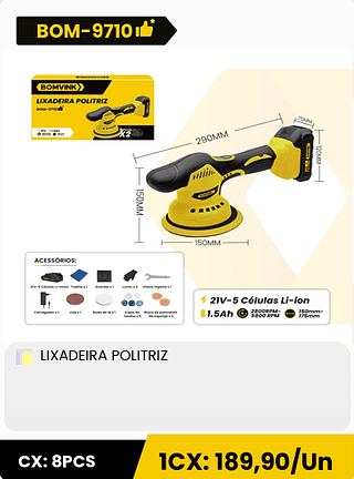 LIXADEIRA POLITRIZ CX: 8PCS 1CX: 189,90/Un