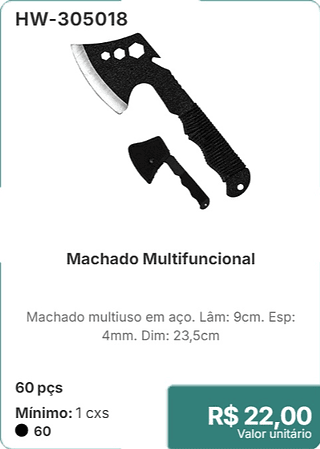 Machado Multifuncional 60 pçs R$ 22,00