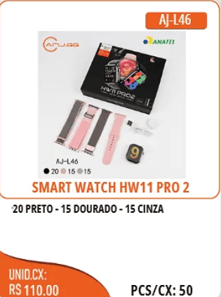 SMART WATCH HW11 PRO 2 UNID.CX:RS 110.00 PCS/CX:50
