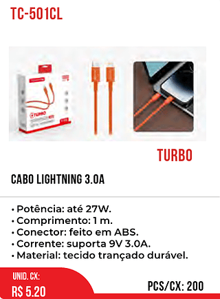Cabo Lightning 3.0A 200pç=5,2$