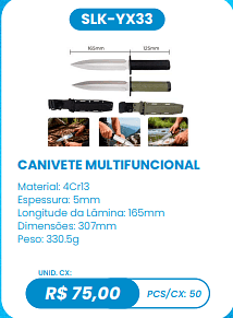 CANIVETE MULTIFUNCIONAL UNID. CX: R$ 75,00 PCS/CX: 50