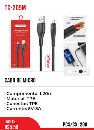CABO DE MICRO 200pç=5,5$