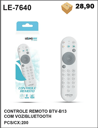 CONTROLE REMOTO BTV-B13 COM VOZ/BLUETOOTH 200PÇ=28,9$