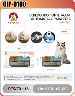 BEBEDOURO FONTE AGUAAUTOMATICA PARA PETS PCS/CX:18 Unid.CX: 69,00