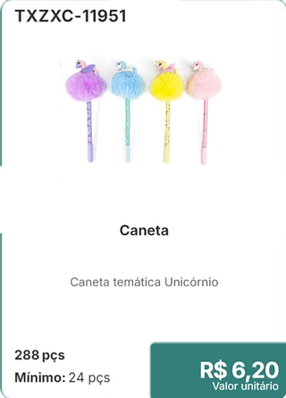Caneta 288 pçs R$ 6.20
