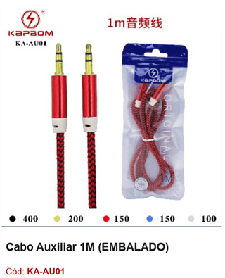 Cabo Auxiliar 1M R$ 1,8 PCS/Cx:1000