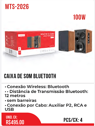 CAIXA DE SOM BLUETOOTH 4pç=495$