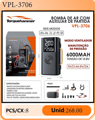 BOMBA DE AR COM AUXILIAR DE PARTIDA PCS/CX:8 Unid:268.00