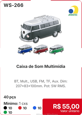 Caixa de Som Multimídia 40 pçs R$ 55,00