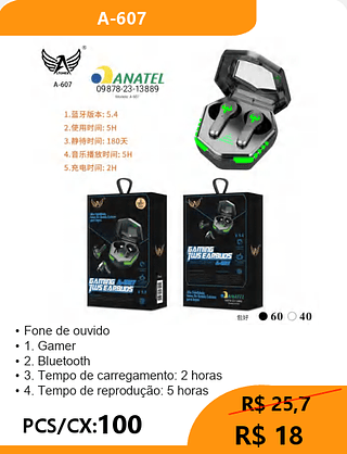 FONE BLUETOOTH PCS/CX:100 R$18