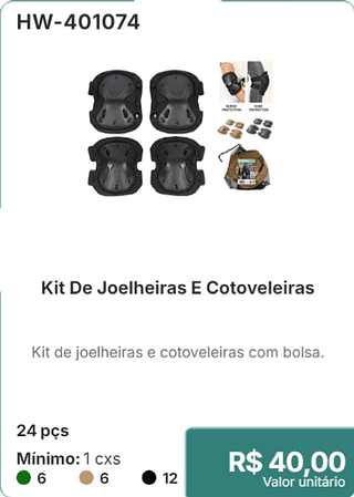 Kit De Joelheiras E Cotoveleiras 24 pçs R$ 40.00
