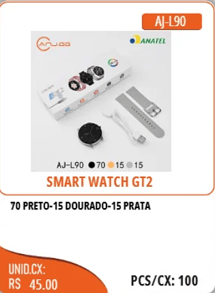 SMART WATCH GT2 UNID.CX:RS 45.00 PCS/CX:100