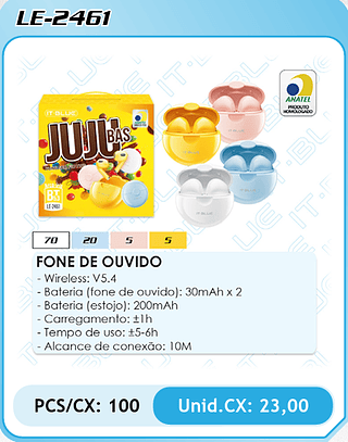 FONE DE OUVIDO PCS/CX: 100 Unid.CX: 23,00