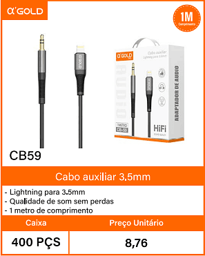 Cabo auxiliar 3.5mm - Caixa 400 PCS Preco Unitario 8,76