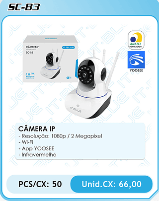 CÂMERA IP PCS/CX: 50 Unid.CX: 66,00