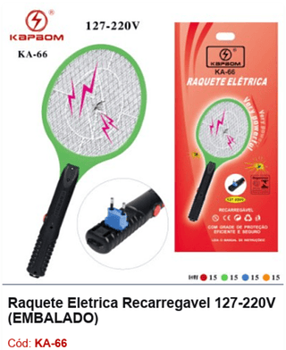 Raquete Eletrica Recarregavel 127-220V R$ 14,85 PCS/CX: 60