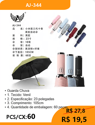 Guarda Chuva PCS/CX:60 R$ 19,5