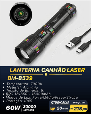 LANTERNA CANHÃO LASER 20PÇS R$ 218,00