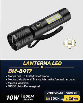 LANTERNA LED 150PÇS R$14,00