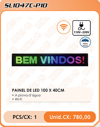 PAINEL DE LED 100 X 40CM 1PÇ=780$