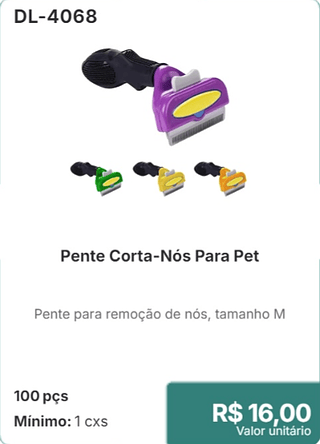 Pente Corta-Nós Para Pet 100 pçs R$ 16.00
