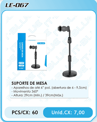 SUPORTE DE MESA PCS/CX: 60 Unid.CX: 7,00