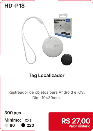 Tag Localizador 300 pçs R$ 27,00