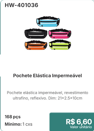 Pochete Elástica Impermeável 168 pçs R$ 6.60