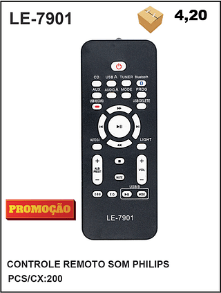 CONTROLE REMOTO SOM PHILIPS 200PÇ=4,2$