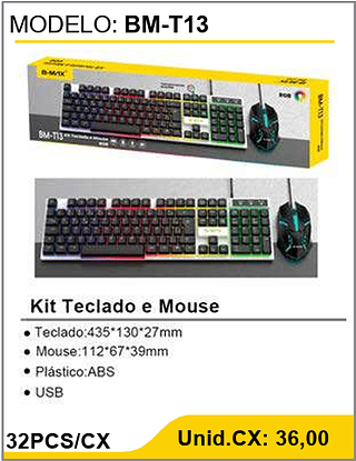 Kit Teclado e Mouse 32PCS/CX Unid.CX: 36,00
