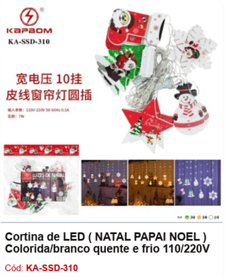 Cortina de LED ( NATAL PAPAI NOEL ) Colorida/branco quente e frio 110/220V R$ 29,7 PCS/CX: 50