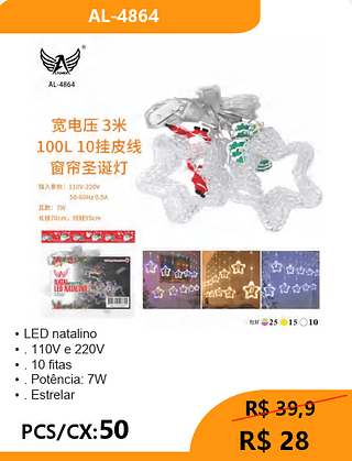LED natalino PCS/CX:50 R$ 28