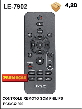 CONTROLE REMOTO SOM PHILIPS 200PÇ=4,2$