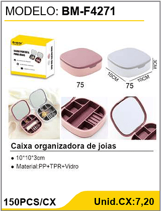 Caixa organizadora de joias 150PCS/CX Unid.CX:7,20