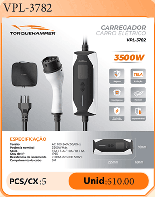 CARREGADOR CARRO ELÉTRICO PCS/CX:5 Unid:610.00