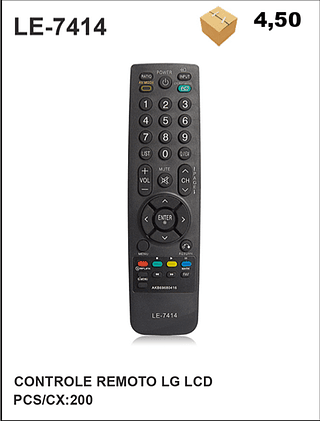 CONTROLE REMOTO LG LCD 200PÇ=4,5$