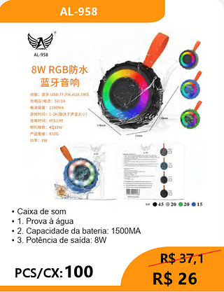 Caixa de som PCS/CX:100 R$ 26