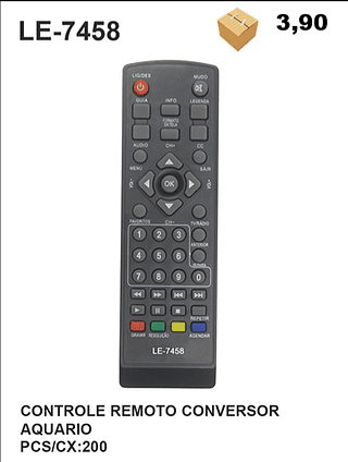 CONTROLE REMOTO CONVERSOR AQUARIO 200pç=3,9$