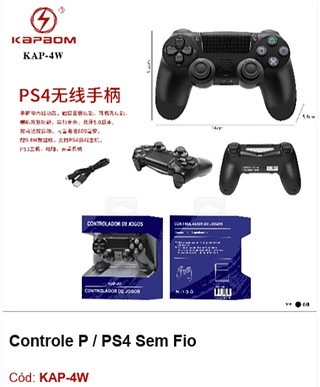 Controle P / PS4 Sem Fio R$ 40,5 PCS/CX:60