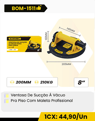 Ventosa De Sucção Á Vácuo Pra Piso Com Maleta Profissional CX: 20PCS 1CX: 44,90/Un