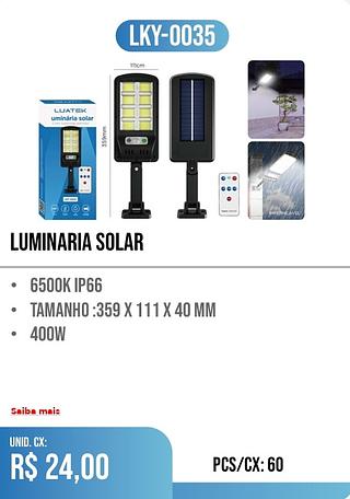 LUMINARIA SOLAR 60pç=24$