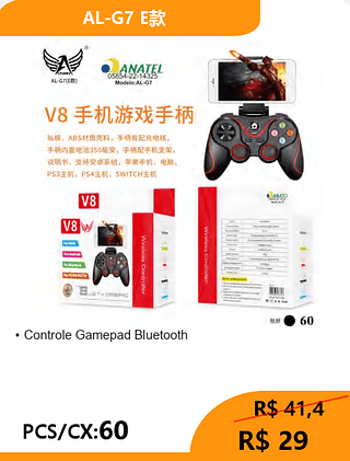 Controle Gamepad Bluetooth PCS/CX:60 R$ 29