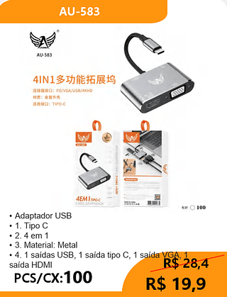 Adaptador USB PCS/CX:100 R$ 19,9