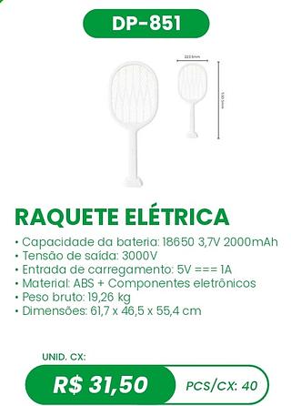 RAQUETE ELÉTRICA 40PÇ=31,5$