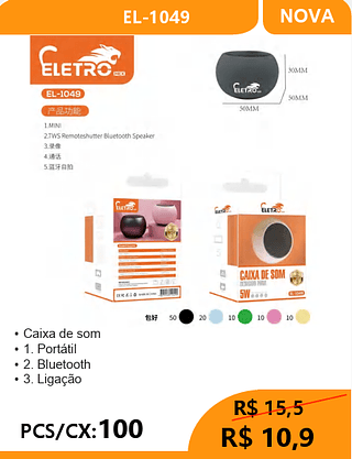 CAIXA DE SOM PCS/CX:100 R$ 10,9