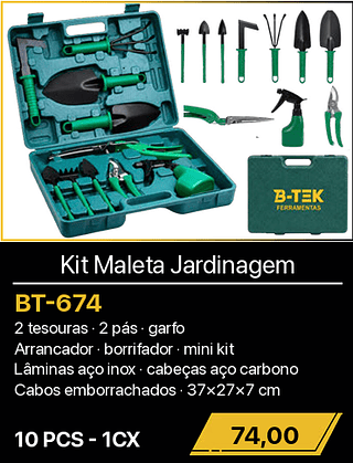 Kit Maleta Jardinagem 10PCS R$74,00