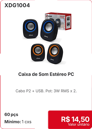 Caixa de Som Estéreo PC 60 pçs R$ 14.50
