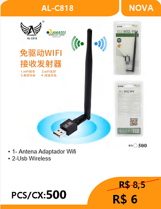 Antena Adaptador Wifi PCS/CX:500 R$6